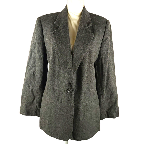 Sag Harbor Women's Wool Blazer Gray Size 12 Business Career - Picture 7 of 9